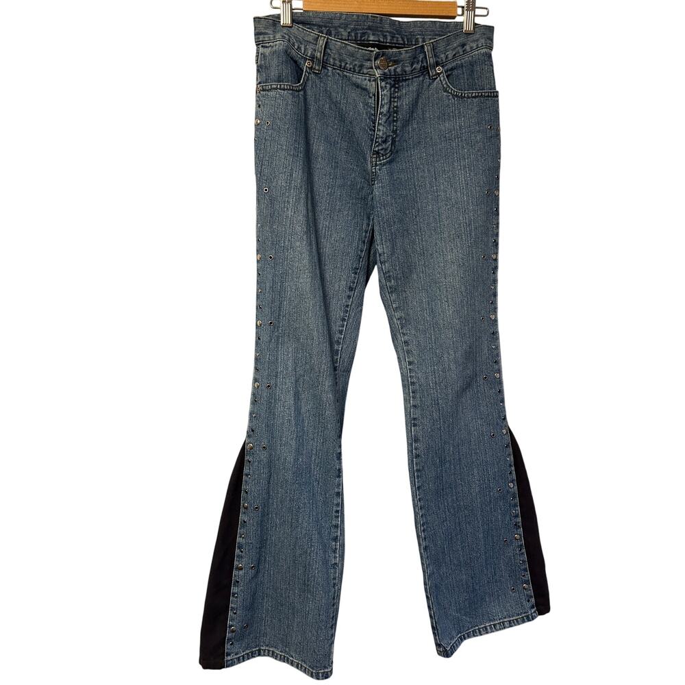 Harley-Davidson Biker Flare Jeans - Studded + Black Panel Detail - Size 4